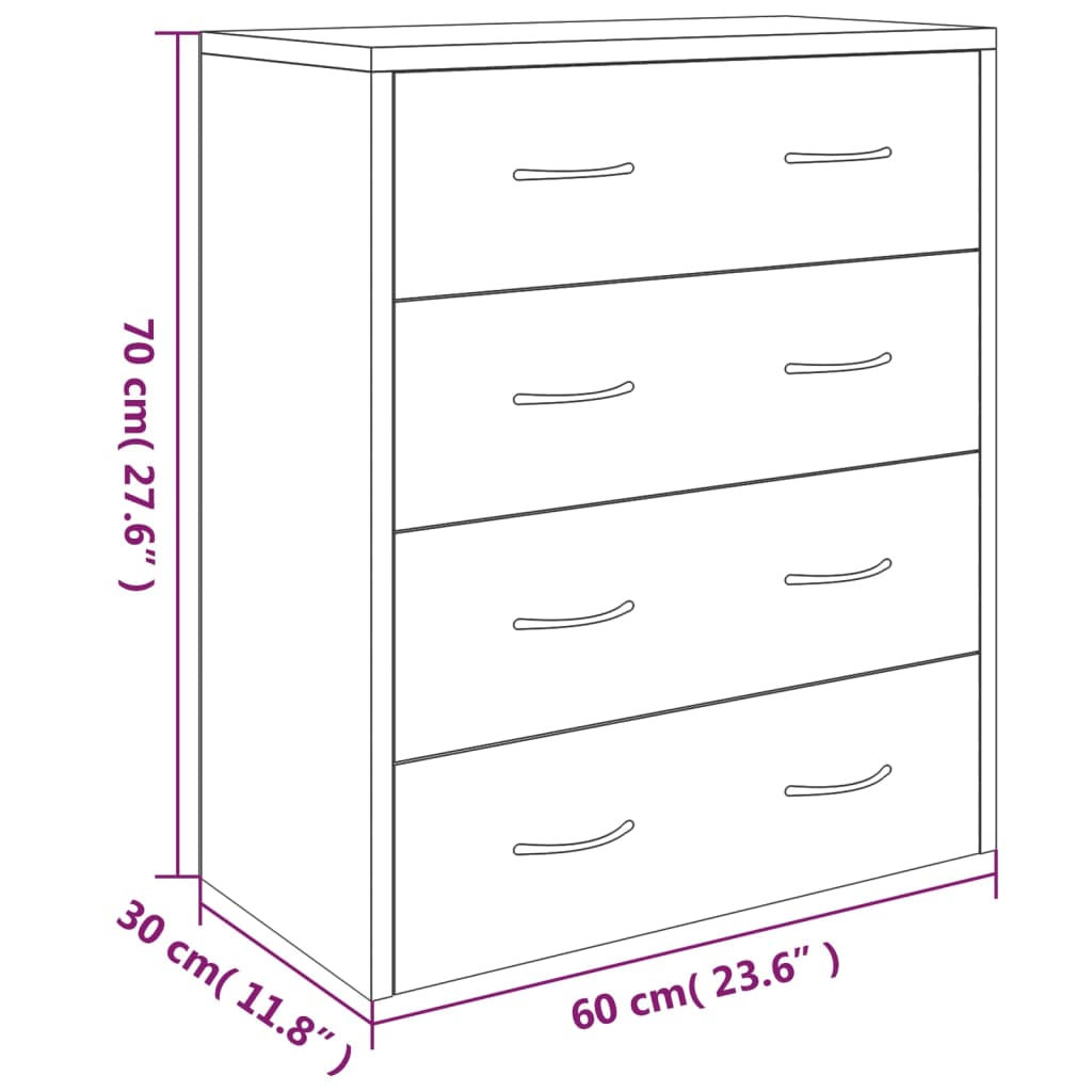 vidaXL Servantă cu 4 sertare, gri beton, 60x30,5x71 cm vidaXL Servantă cu 4 sertare, gri beton, 60x30,5x71 cm