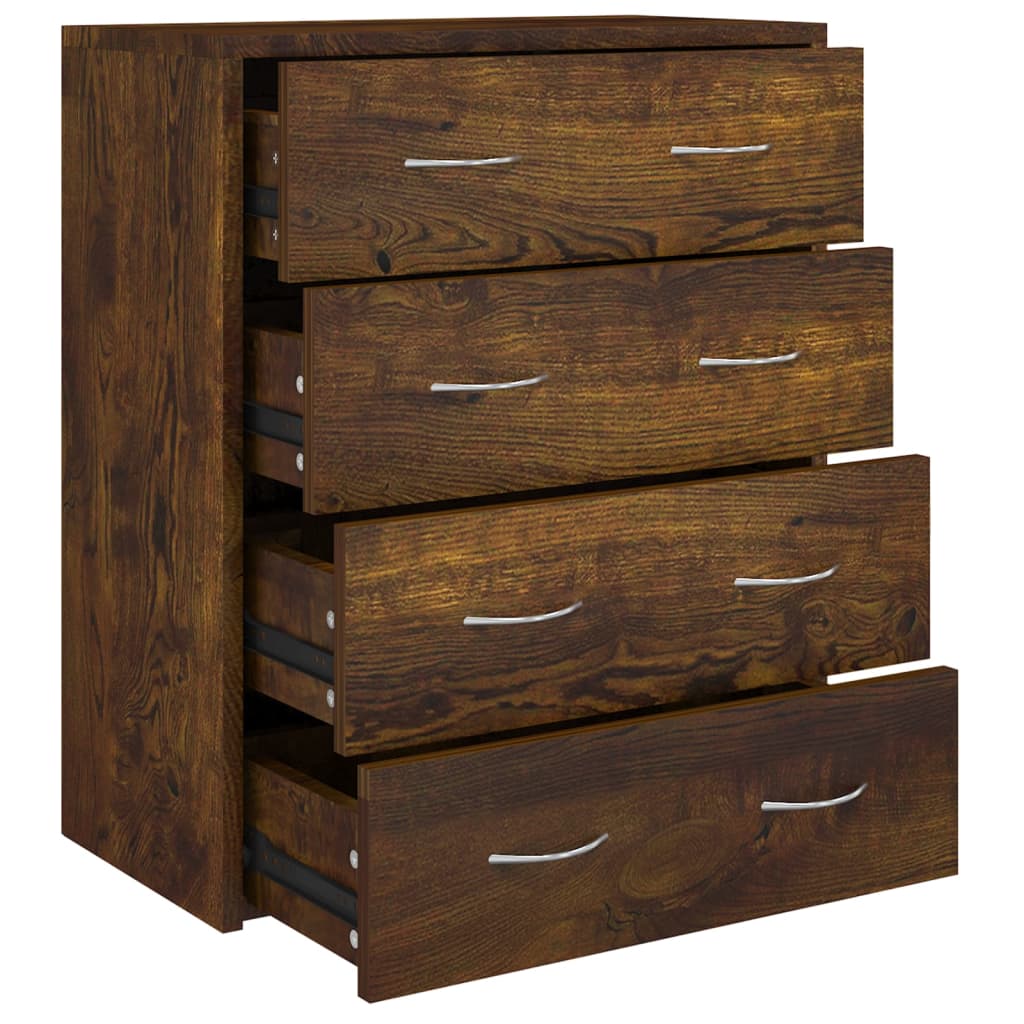 vidaXL Servantă cu 4 sertare, stejar fumuriu, 60x30,5x71 cm vidaXL Servantă cu 4 sertare, stejar fumuriu, 60x30,5x71 cm