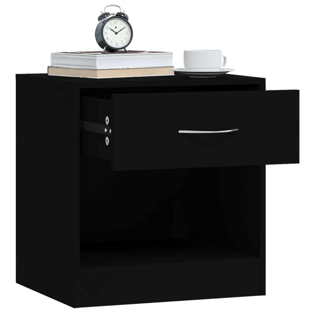 vidaXL Noptiere cu sertar, 2 buc., negru