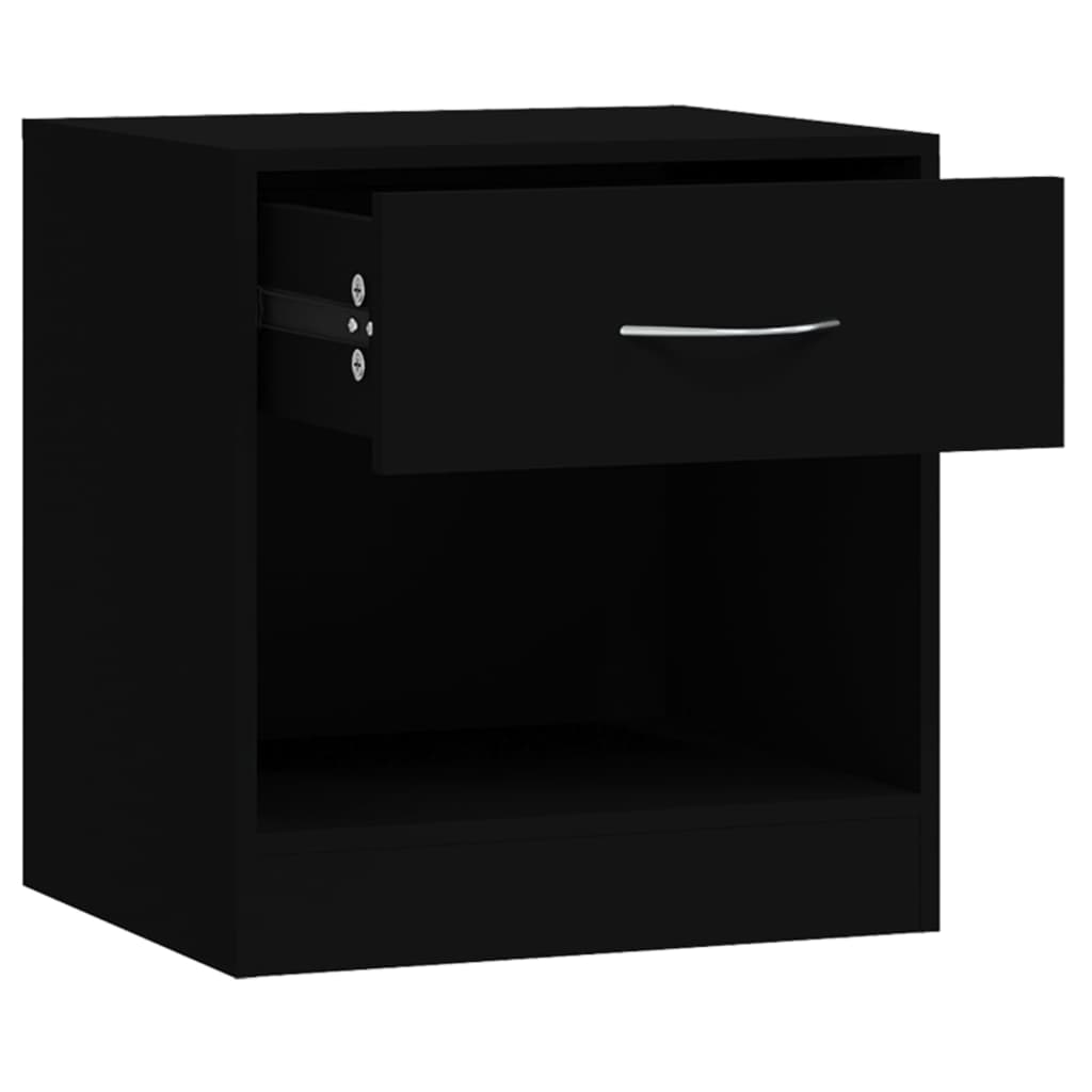 vidaXL Noptiere cu sertar, 2 buc., negru