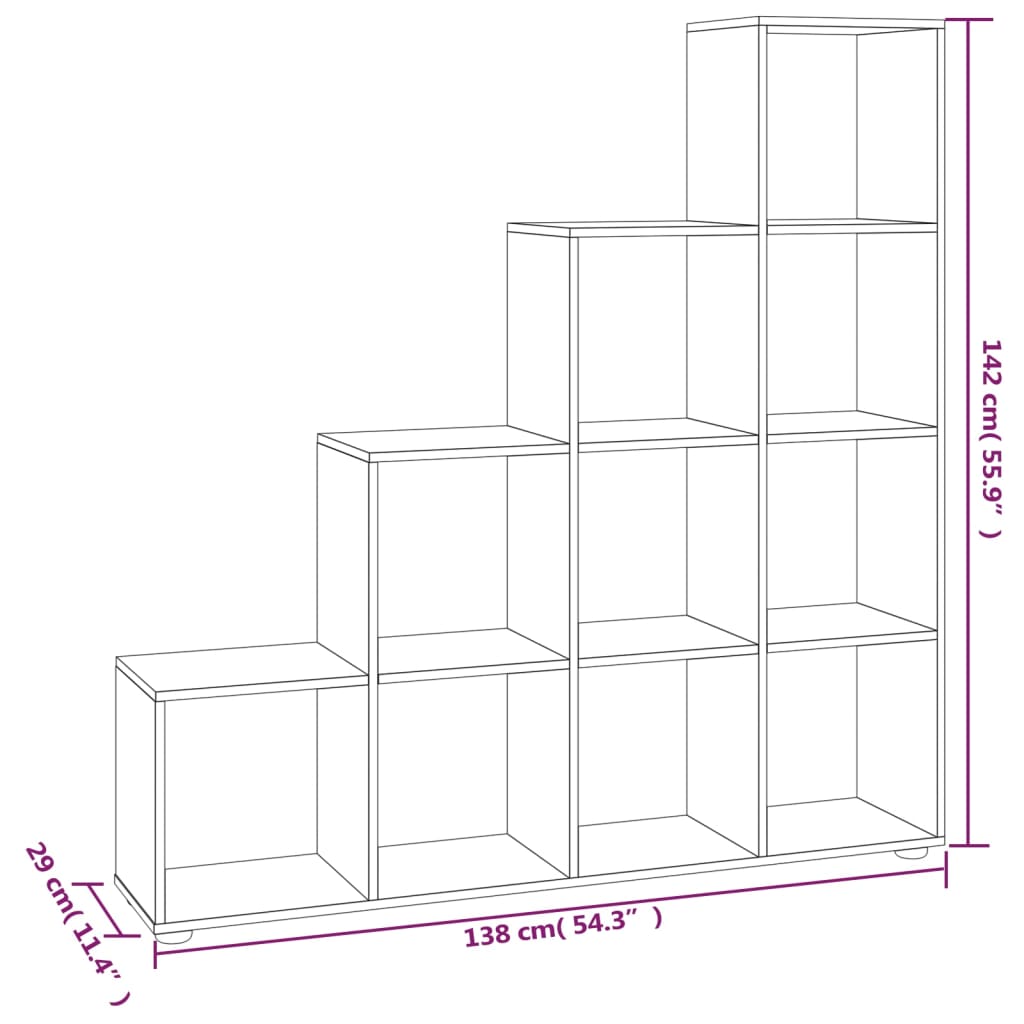 vidaXL Bibliotecă în trepte, negru, 142 cm, lemn compozit