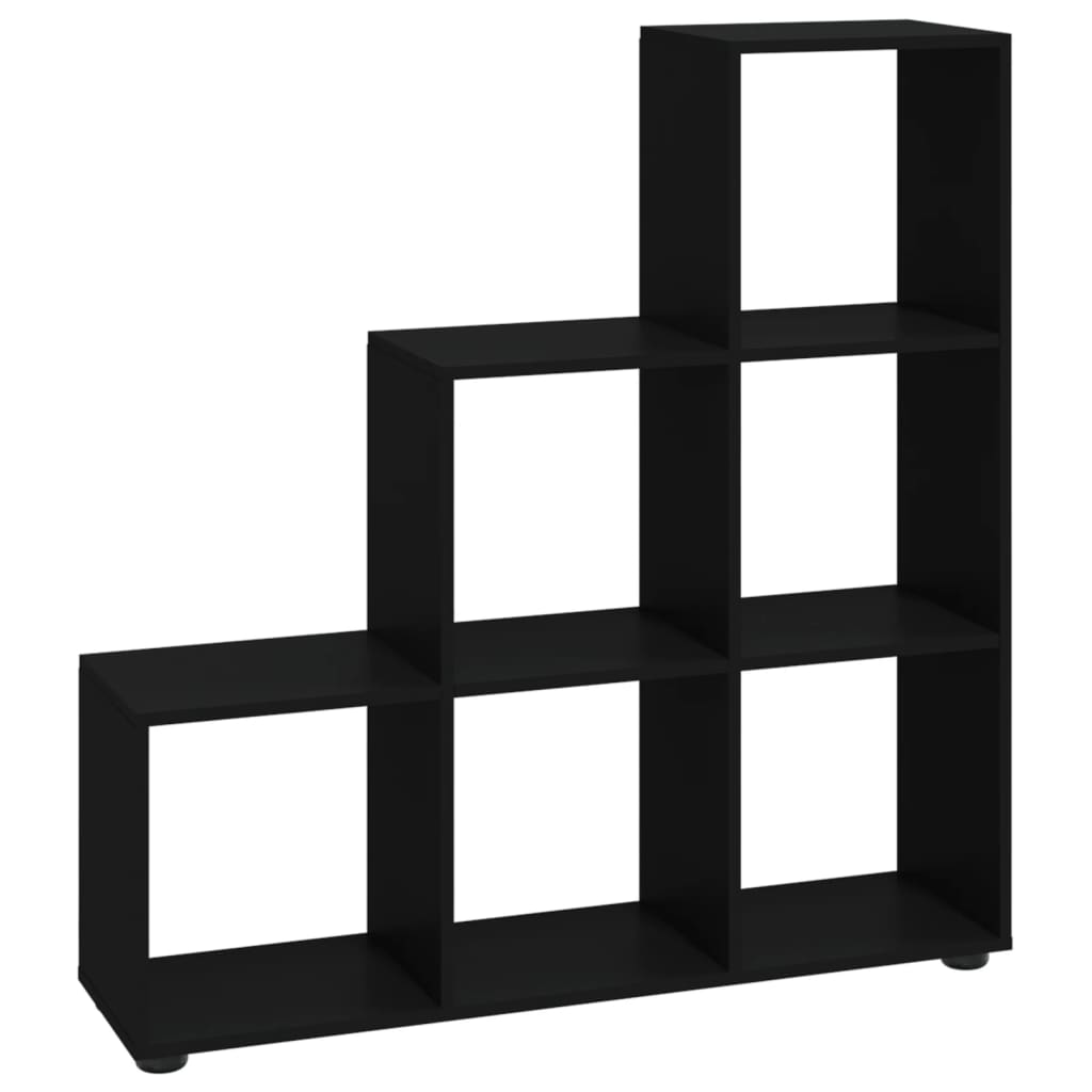 vidaXL Bibliotecă în trepte, negru, 107 cm, lemn compozit
