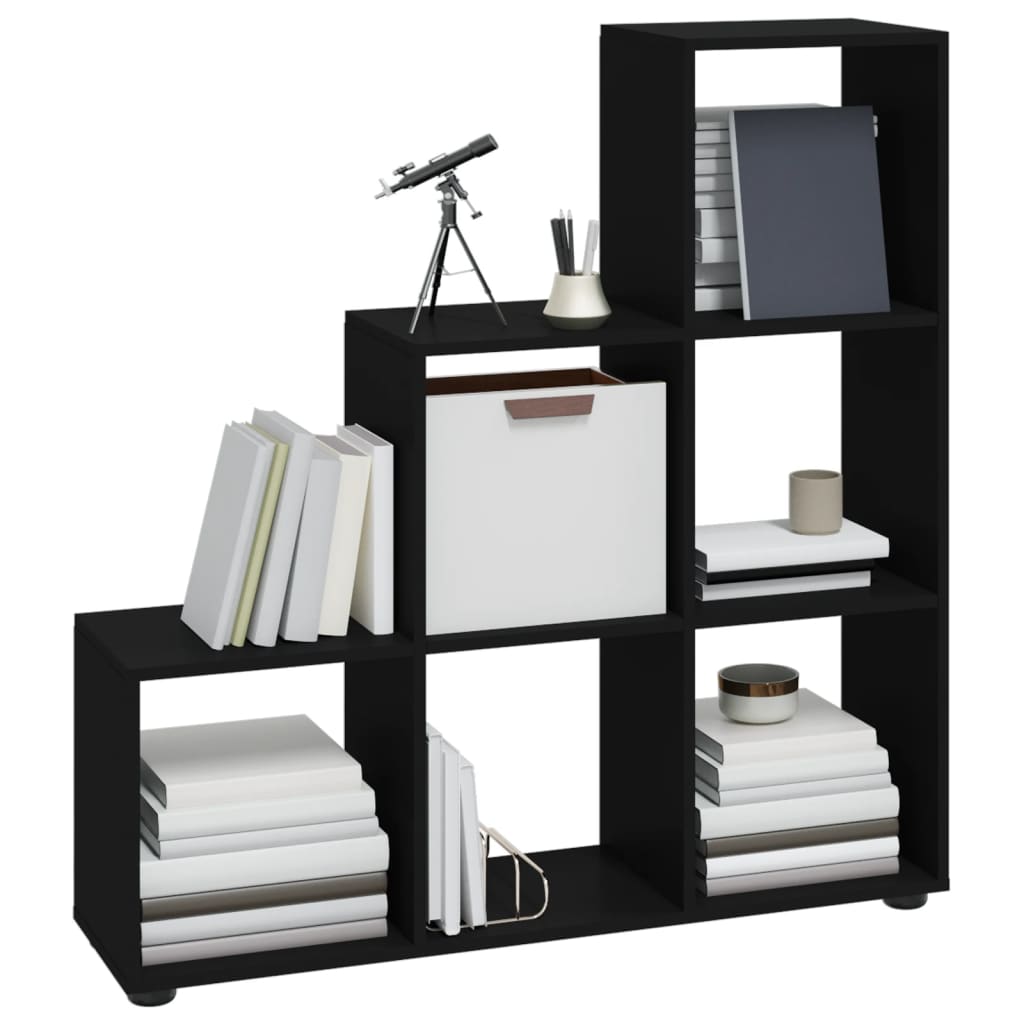 vidaXL Bibliotecă în trepte, negru, 107 cm, lemn compozit
