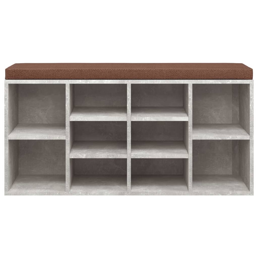 vidaXL Bancheta pantofar, gri beton, 103x30x48 cm, lemn compozit
