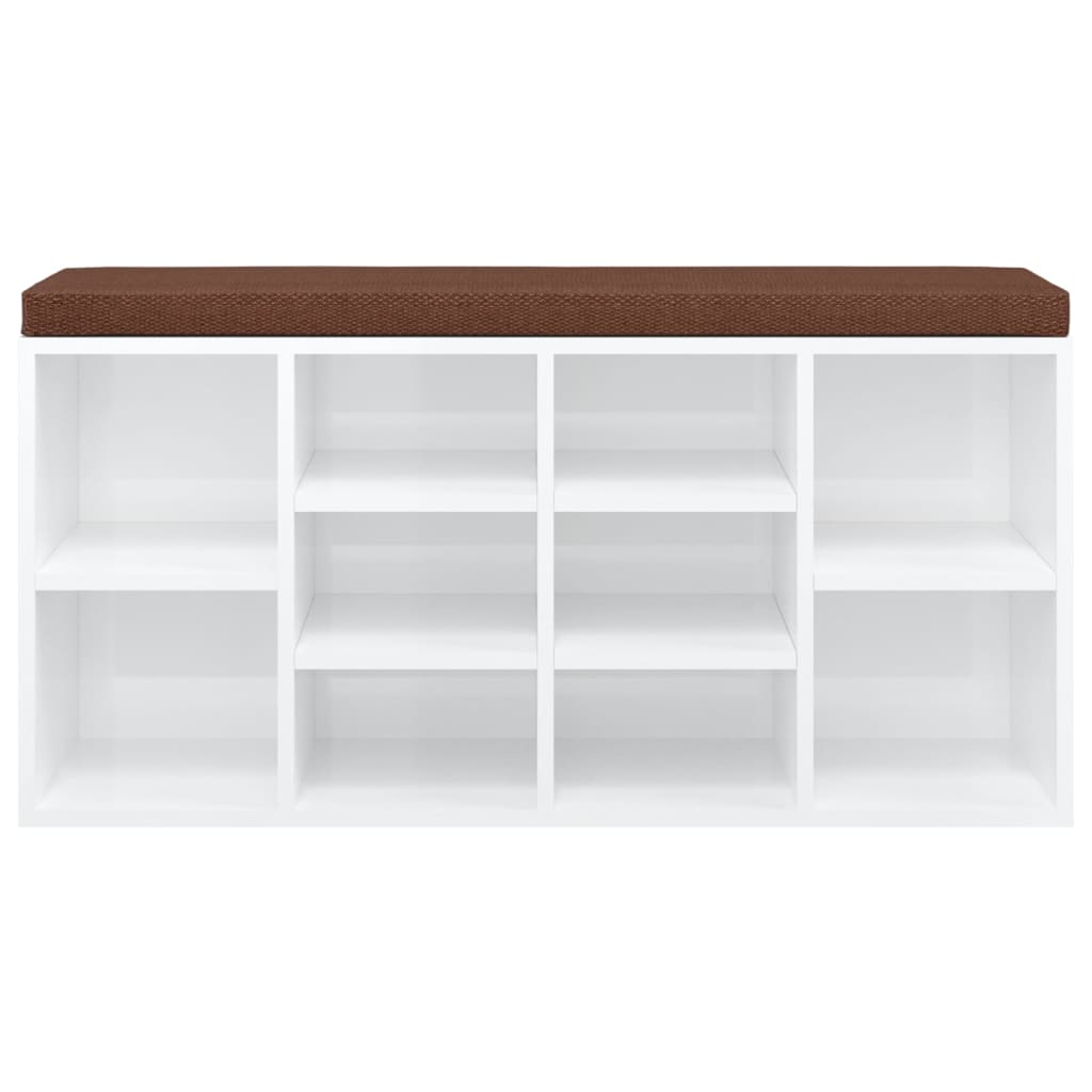 vidaXL Bancheta pantofar, alb extralucios, 103x30x48 cm, lemn compozit vidaXL Bancheta pantofar, alb extralucios, 103x30x48 cm, lemn compozit