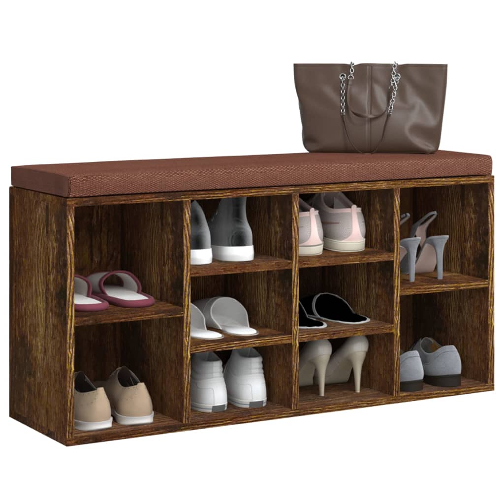 vidaXL Bancă pentru pantofi stejar fumuriu 103x30x48 cm lemn prelucrat