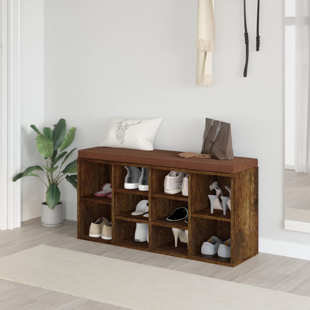 vidaXL Bancă pentru pantofi stejar fumuriu 103x30x48 cm lemn prelucrat