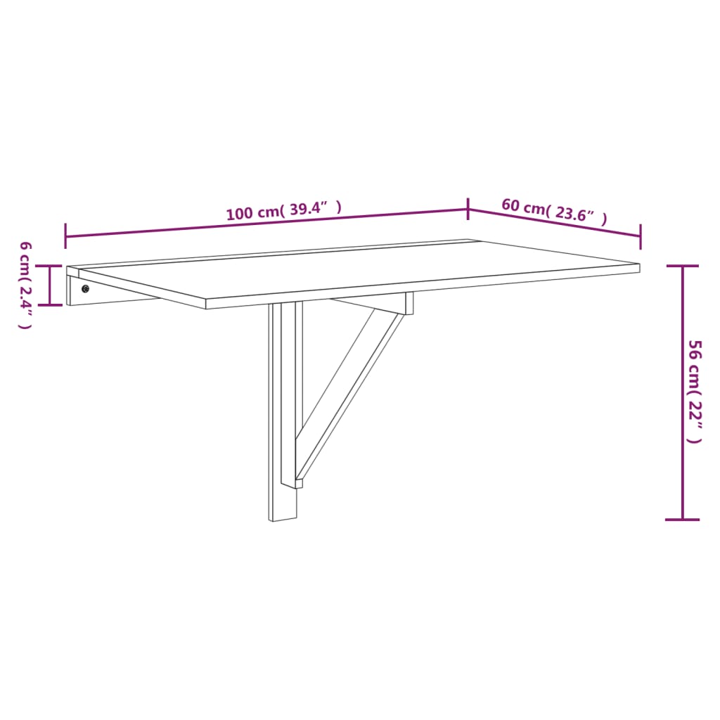 vidaXL Masă perete pliantă alb extralucios 100x60x56 cm lemn compozit vidaXL Masă perete pliantă alb extralucios 100x60x56 cm lemn compozit