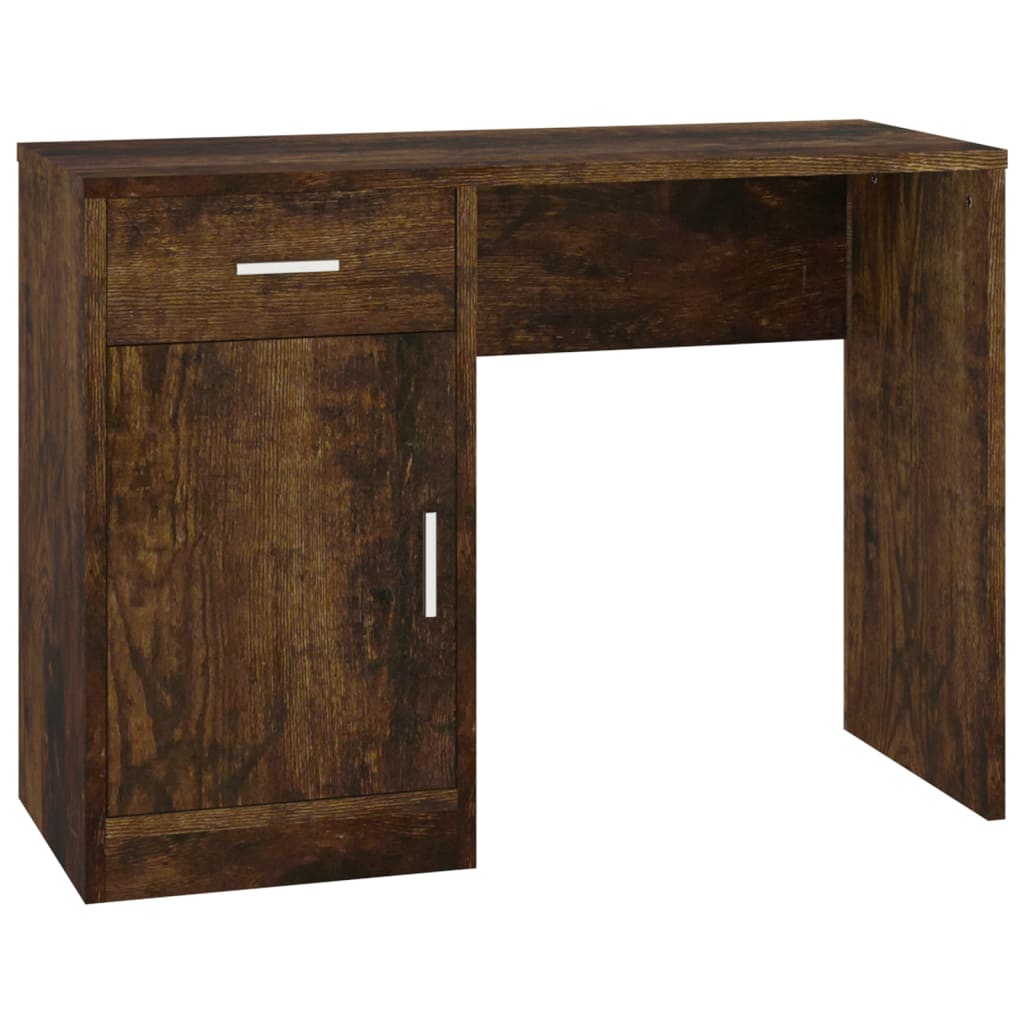 vidaXL Birou cu sertar și dulap, stejar fumuriu, 100x40x73 cm, lemn vidaXL Birou cu sertar și dulap, stejar fumuriu, 100x40x73 cm, lemn