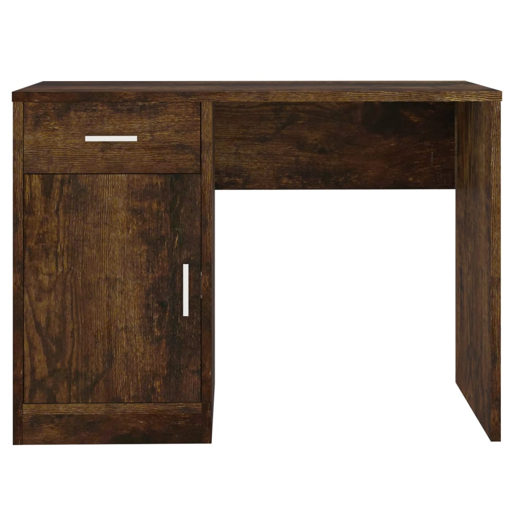 vidaXL Birou cu sertar și dulap, stejar fumuriu, 100x40x73 cm, lemn vidaXL Birou cu sertar și dulap, stejar fumuriu, 100x40x73 cm, lemn