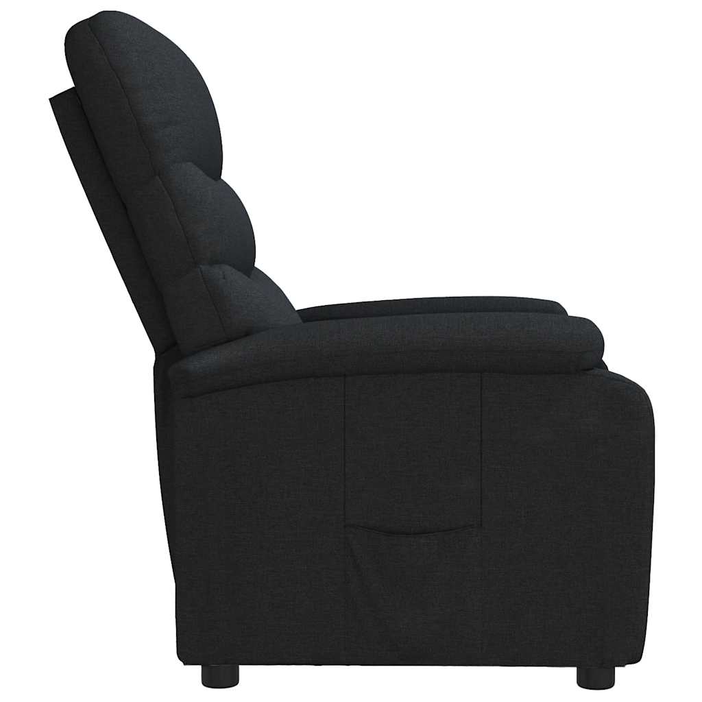 vidaXL Fotoliu rabatabil, negru, material textil vidaXL Fotoliu rabatabil, negru, material textil