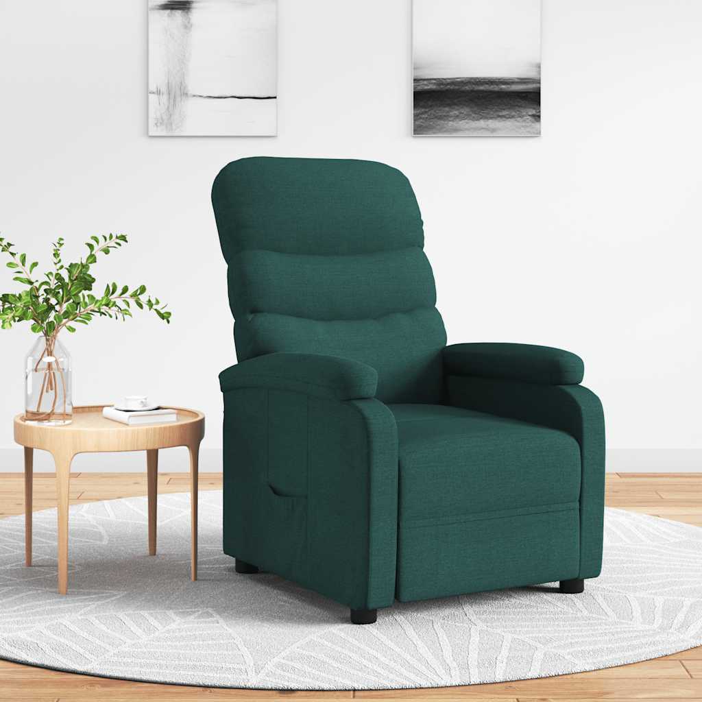 vidaXL Fotoliu rabatabil, verde închis, material textil vidaXL Fotoliu rabatabil, verde închis, material textil