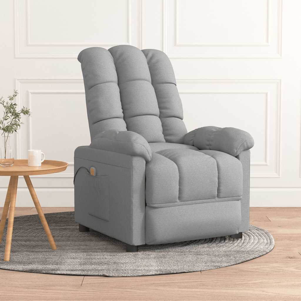 vidaXL Fotoliu de masaj, gri deschis, material textil vidaXL Fotoliu de masaj, gri deschis, material textil