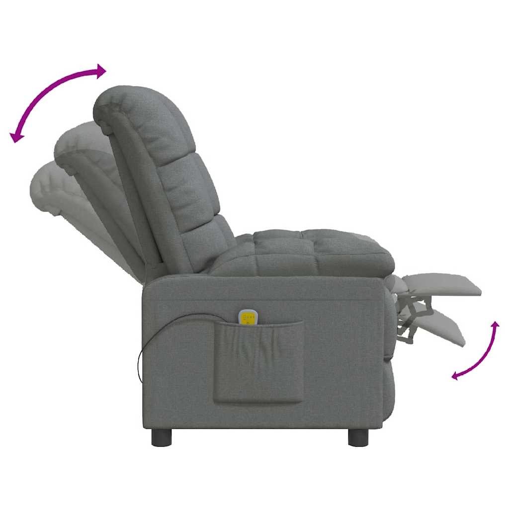 vidaXL Fotoliu de masaj, gri închis, material textil vidaXL Fotoliu de masaj, gri închis, material textil