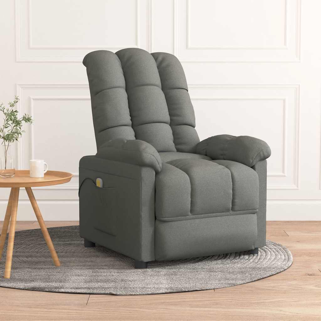 vidaXL Fotoliu de masaj, gri închis, material textil vidaXL Fotoliu de masaj, gri închis, material textil