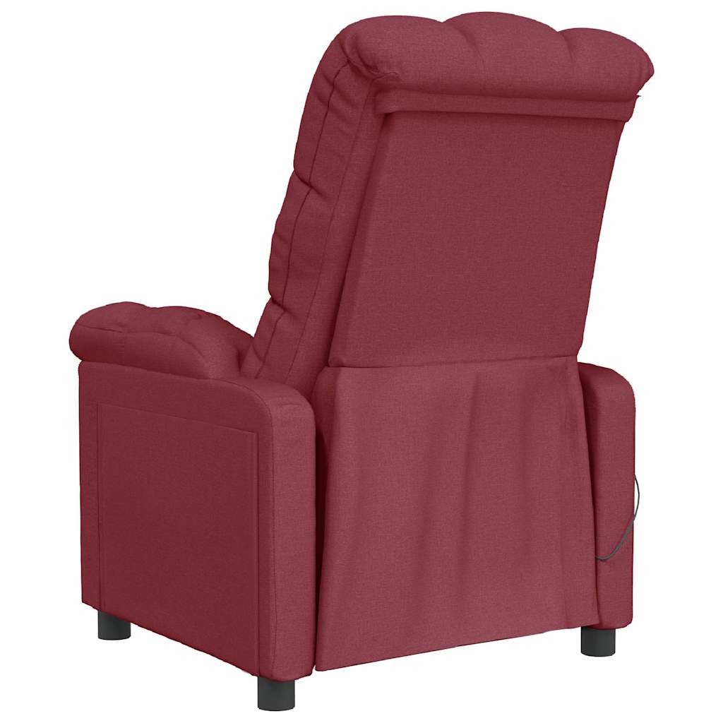 vidaXL Fotoliu de masaj, roșu vin, material textil