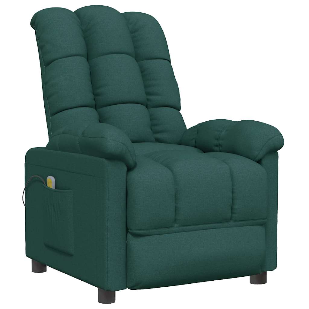 vidaXL Fotoliu de masaj, verde închis, material textil