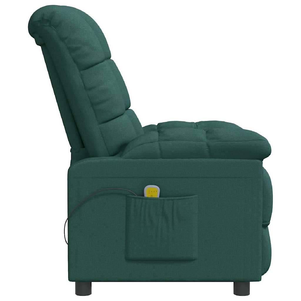 vidaXL Fotoliu de masaj, verde închis, material textil