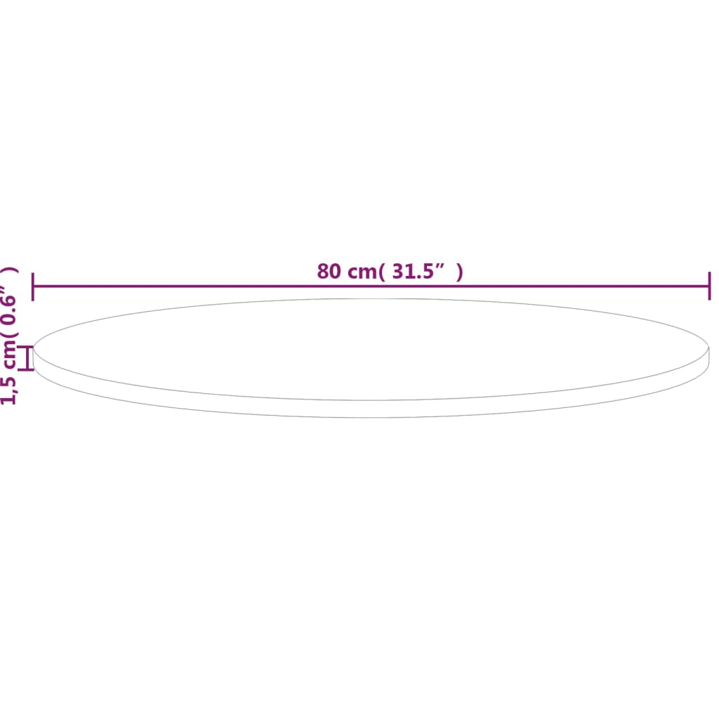 vidaXL Blat de masă rotund, Ø80x1,5 cm, lemn masiv stejar netratat vidaXL Blat de masă rotund, Ø80x1,5 cm, lemn masiv stejar netratat