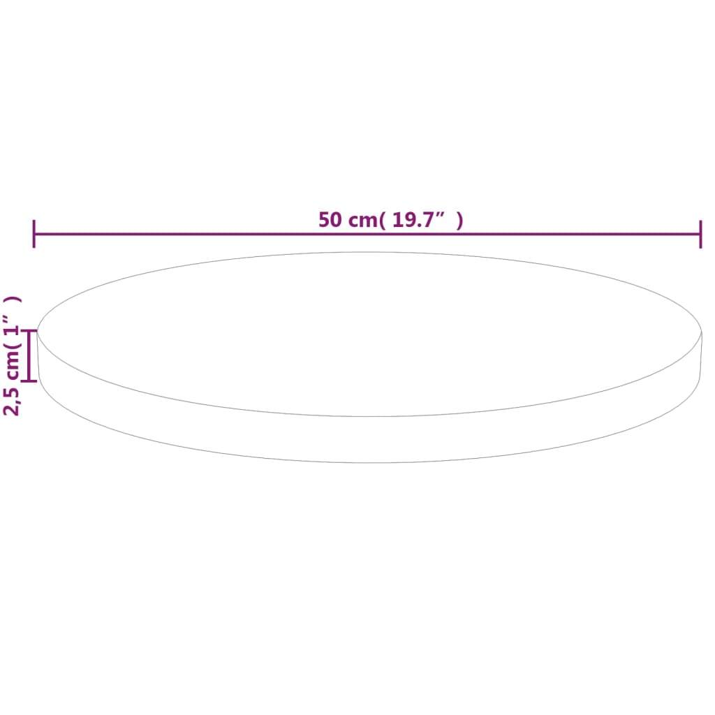 vidaXL Blat de masă rotund, Ø50x2,5 cm, lemn masiv stejar netratat vidaXL Blat de masă rotund, Ø50x2,5 cm, lemn masiv stejar netratat