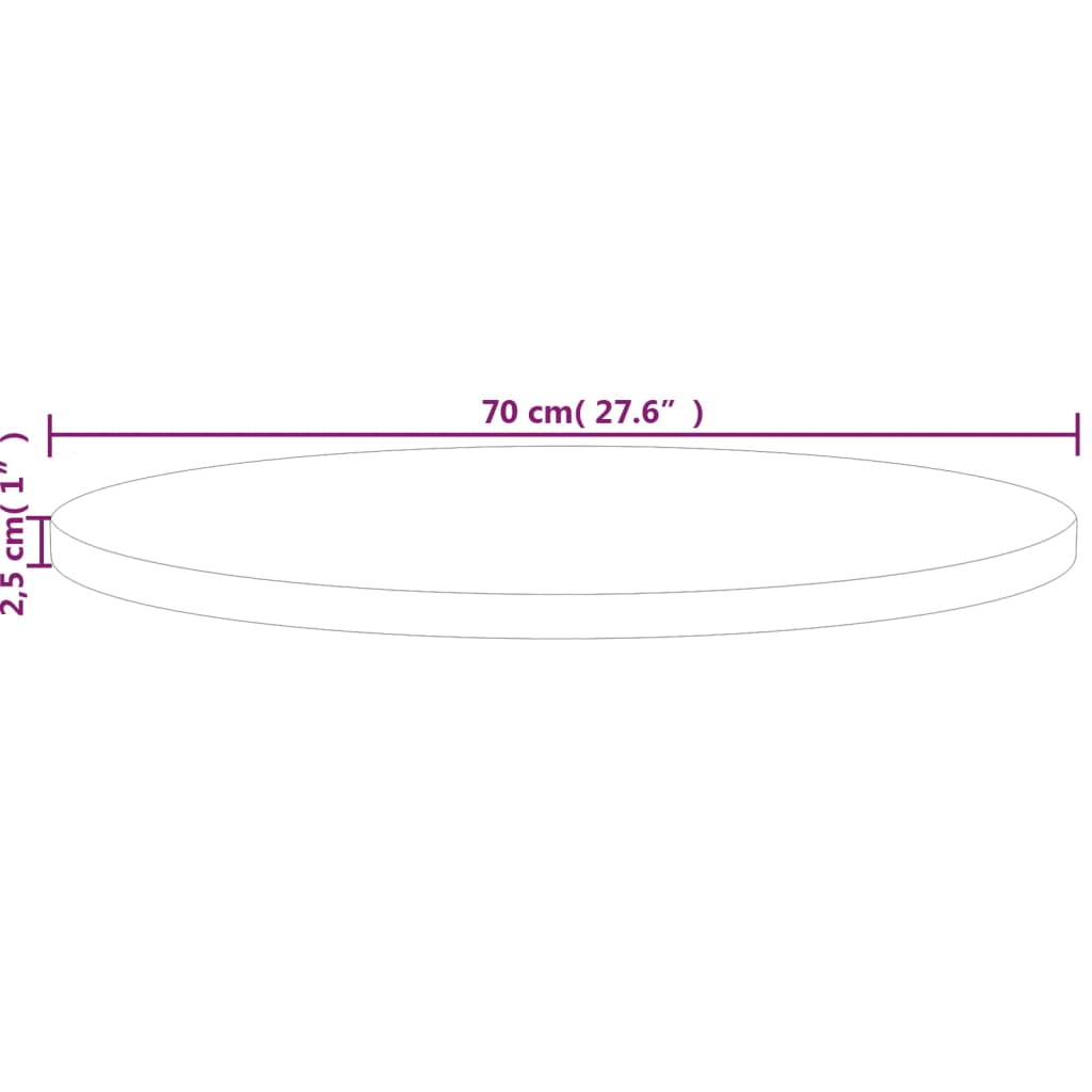 vidaXL Blat de masă rotund, Ø70x2,5 cm, lemn masiv stejar netratat vidaXL Blat de masă rotund, Ø70x2,5 cm, lemn masiv stejar netratat