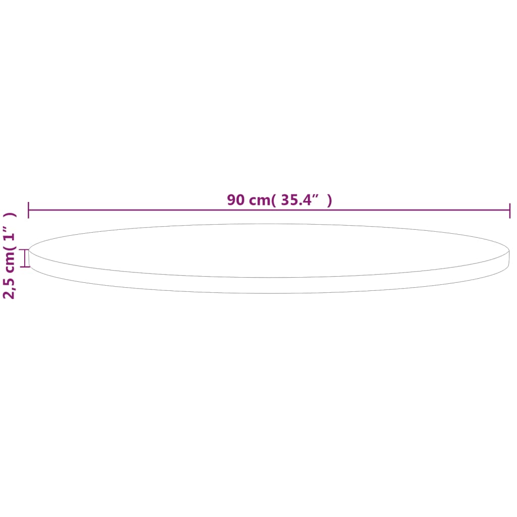 vidaXL Blat de masă rotund, Ø90x2,5 cm, lemn masiv stejar netratat vidaXL Blat de masă rotund, Ø90x2,5 cm, lemn masiv stejar netratat