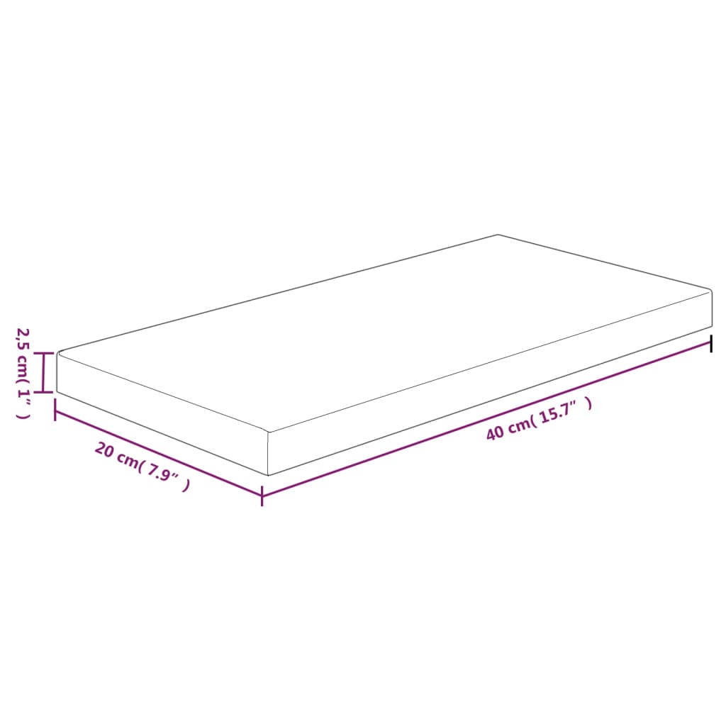 vidaXL Poliță, 40x20x2,5 cm, lemn masiv de stejar netratat