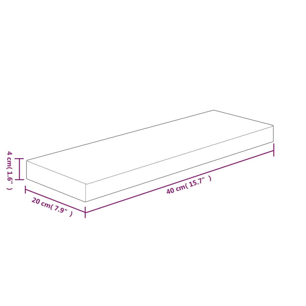 vidaXL Poliță, 40x20x4 cm, lemn masiv de stejar netratat