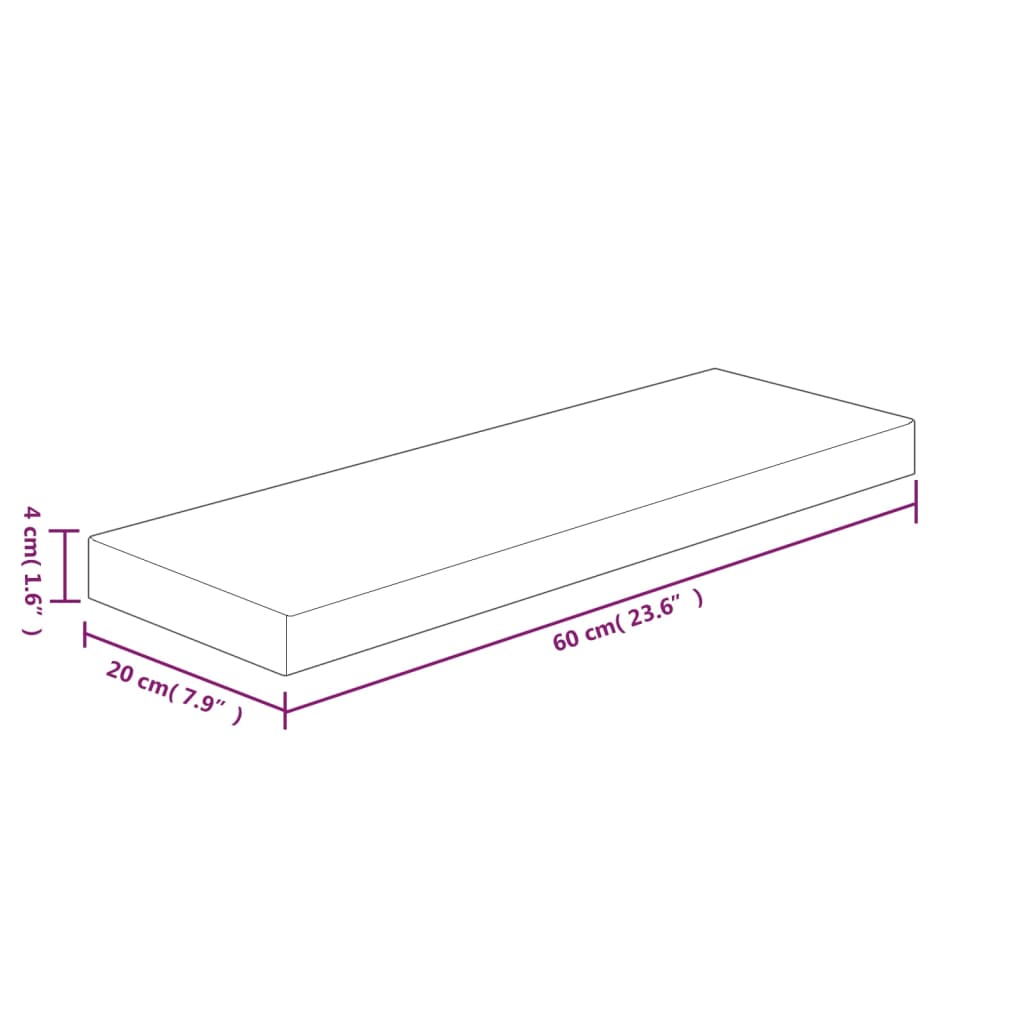 vidaXL Poliță, 60x20x4 cm, lemn masiv de stejar netratat