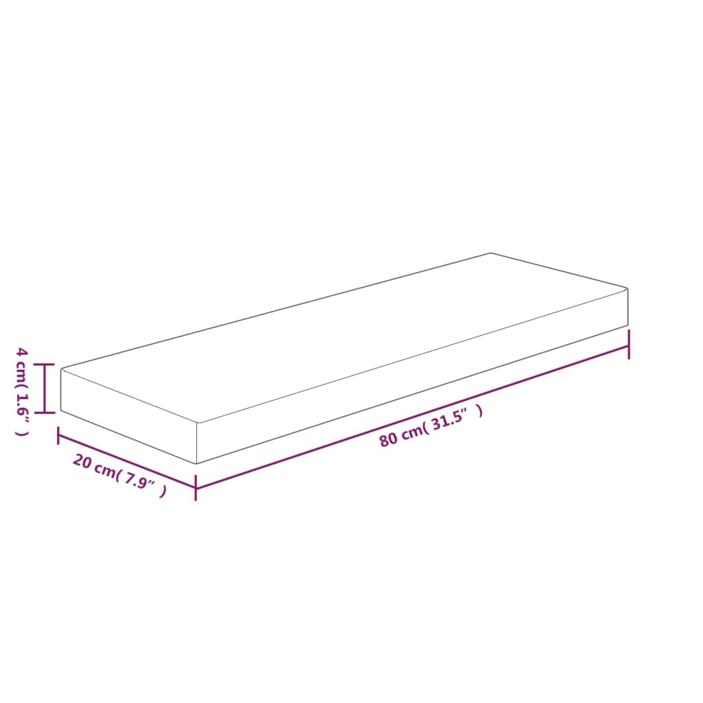 vidaXL Poliță, 80x20x4 cm, lemn masiv de stejar netratat