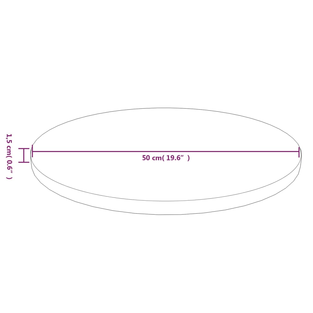 vidaXL Blat de masă rotund maro închis Ø50x1,5 cm lemn stejar tratat