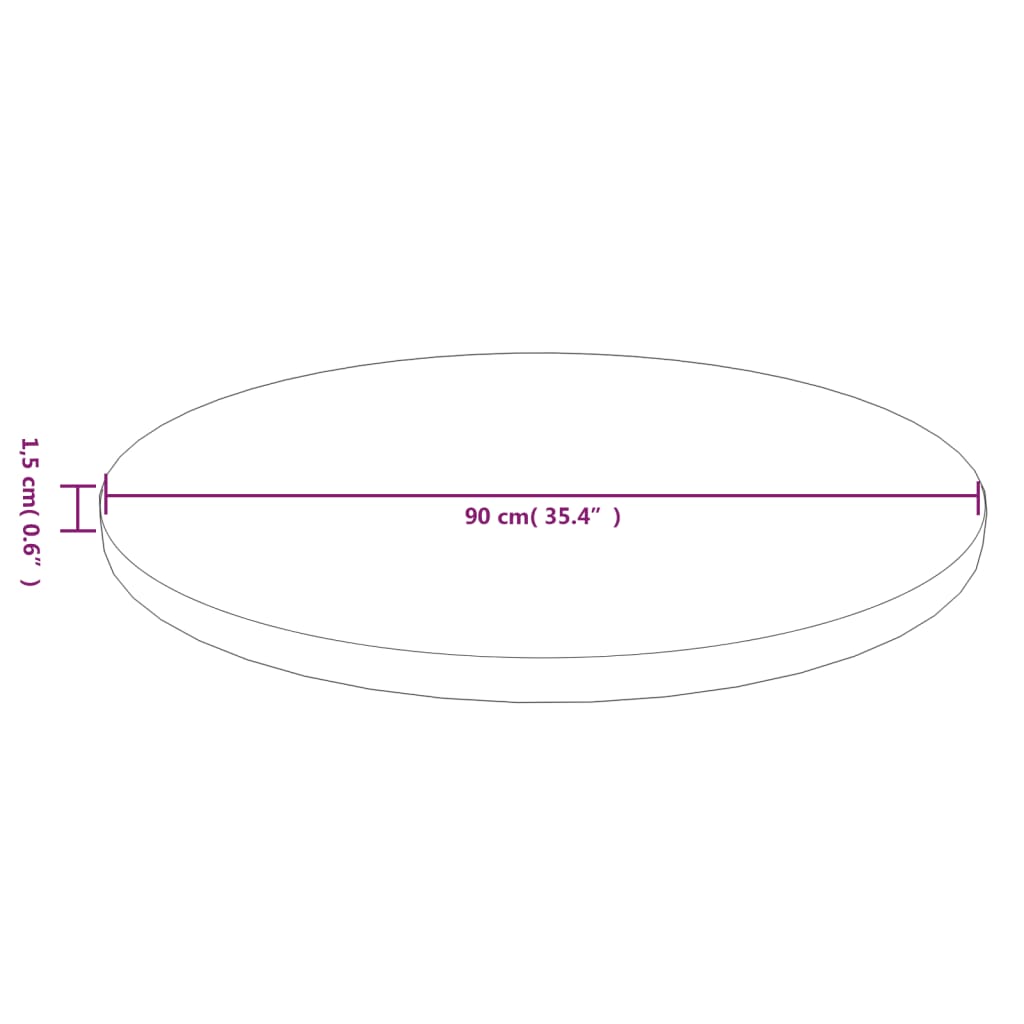 vidaXL Blat de masă rotund maro închis Ø90x1,5 cm lemn stejar tratat vidaXL Blat de masă rotund maro închis Ø90x1,5 cm lemn stejar tratat