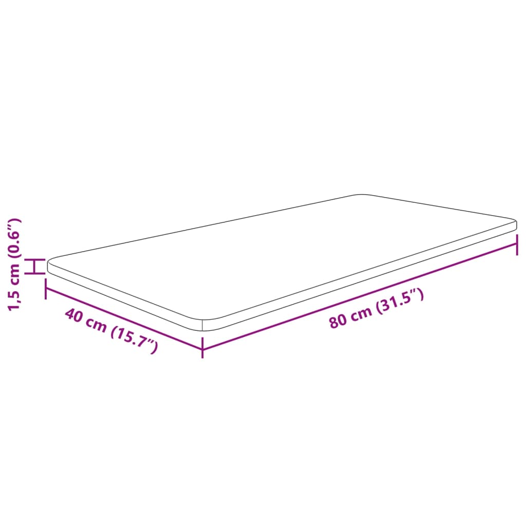 vidaXL Blat de baie, maro deschis, 80x40x1,5 cm, lemn masiv tratat vidaXL Blat de baie, maro deschis, 80x40x1,5 cm, lemn masiv tratat