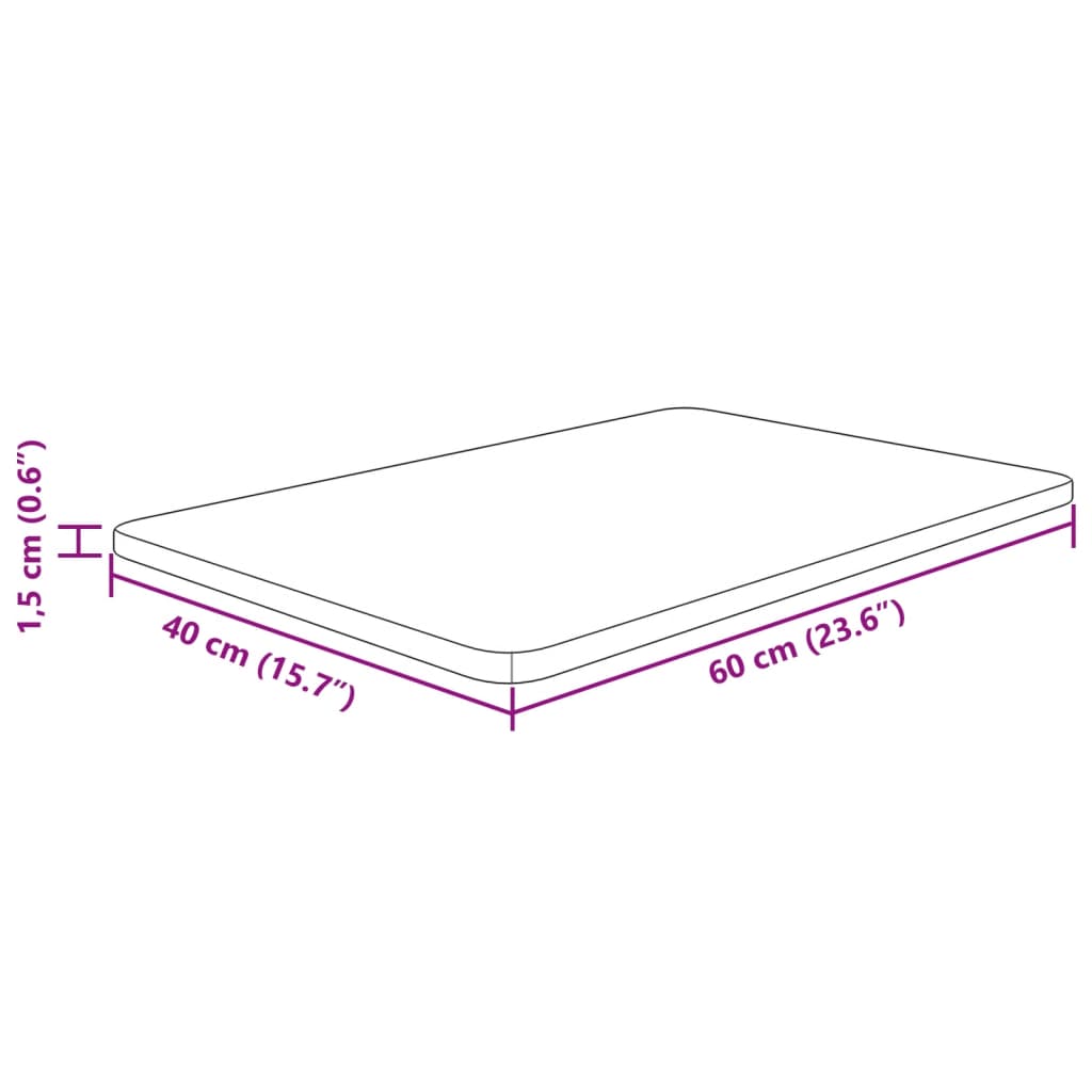 vidaXL Blat de baie, maro deschis, 60x40x1,5 cm, lemn masiv tratat vidaXL Blat de baie, maro deschis, 60x40x1,5 cm, lemn masiv tratat