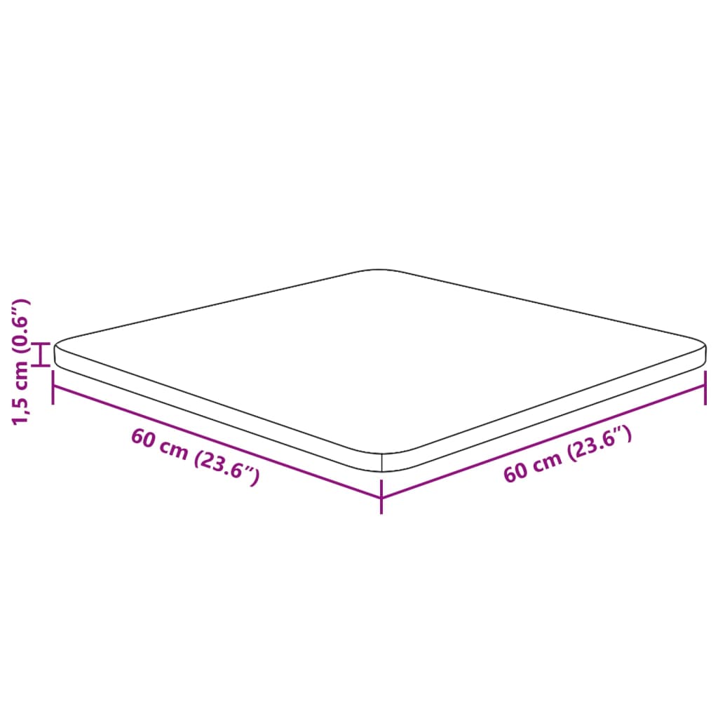 vidaXL Blat de masă pătrat maro închis 60x60x1,5 cm lemn stejar tratat vidaXL Blat de masă pătrat maro închis 60x60x1,5 cm lemn stejar tratat