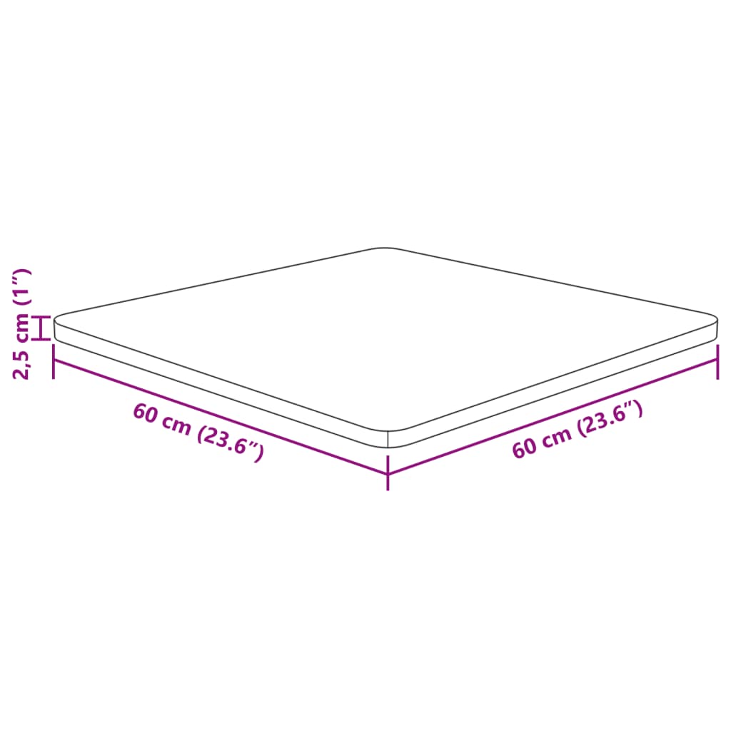 vidaXL Blat masă pătrat maro deschis 60x60x2,5 cm lemn stejar tratat vidaXL Blat masă pătrat maro deschis 60x60x2,5 cm lemn stejar tratat