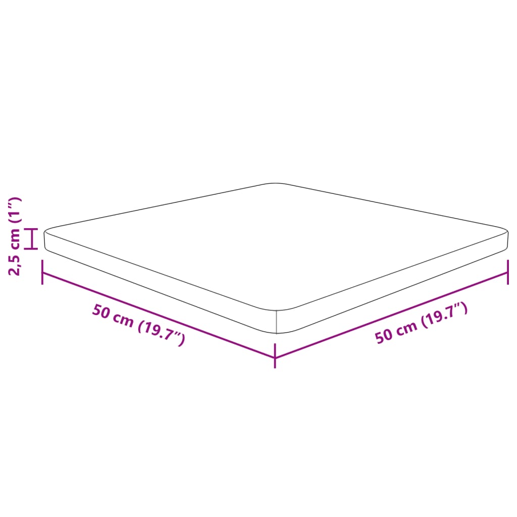 vidaXL Blat de masă pătrat maro închis 50x50x2,5 cm lemn stejar tratat