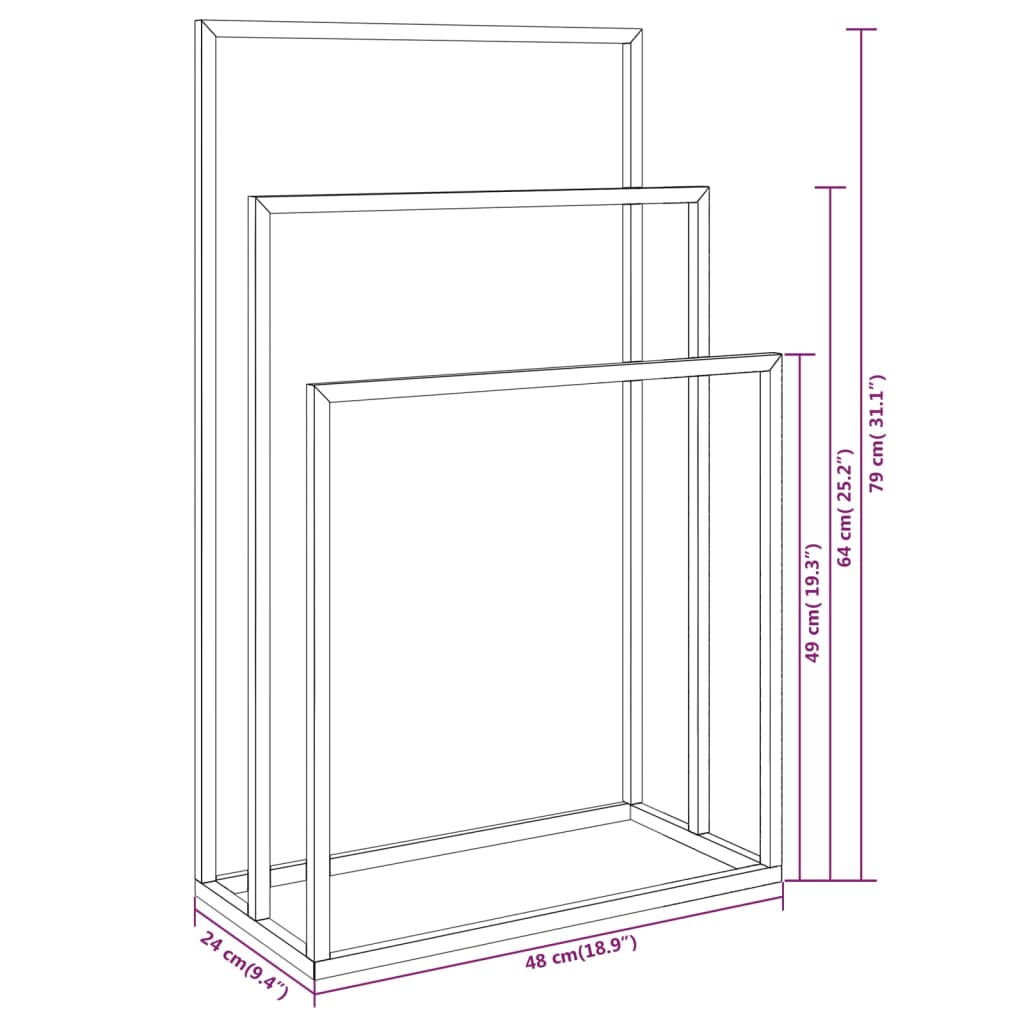 vidaXL Suport de prosoape autonom, negru, 48x24x79 cm, fier vidaXL Suport de prosoape autonom, negru, 48x24x79 cm, fier