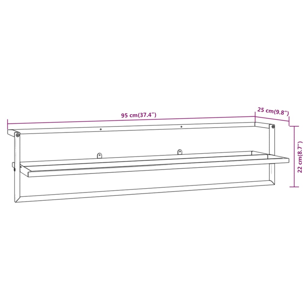 vidaXL Suport pentru prosoape, alb, 95x25x22 cm, fier
