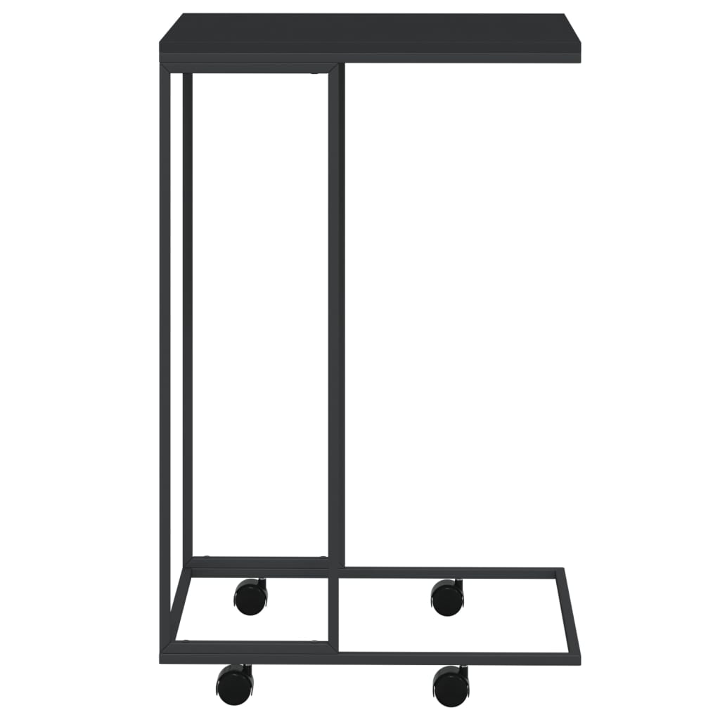 vidaXL Măsuță laterală cu roți, negru, 40x30x63,5 cm, lemn prelucrat