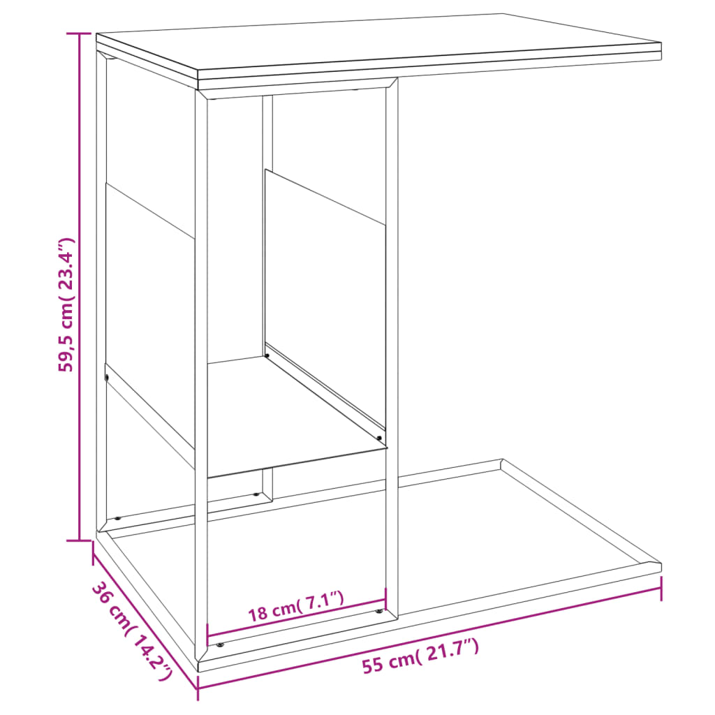 vidaXL Masă laterală, alb, 55x36x59,5 cm, lemn compozit vidaXL Masă laterală, alb, 55x36x59,5 cm, lemn compozit