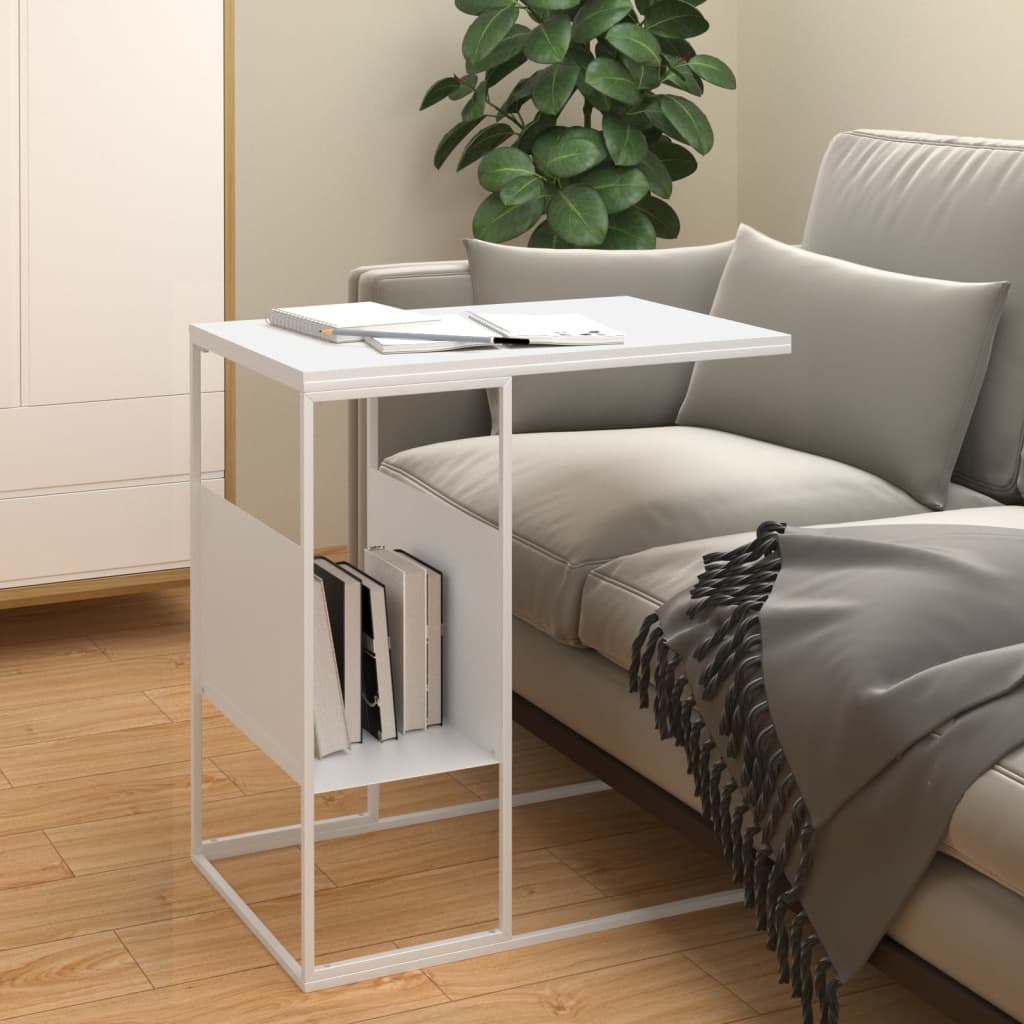 vidaXL Masă laterală, alb, 55x36x59,5 cm, lemn compozit vidaXL Masă laterală, alb, 55x36x59,5 cm, lemn compozit