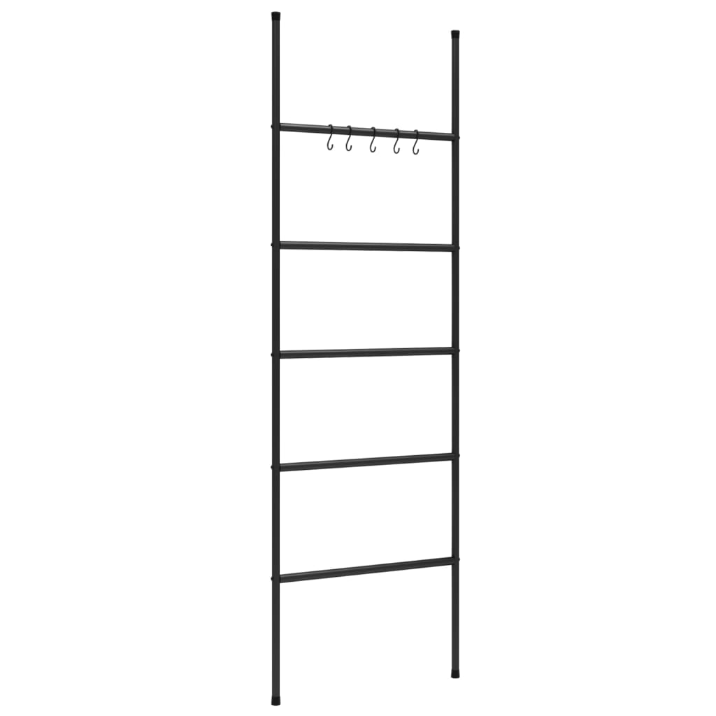 vidaXL Scară suport pentru prosoape, 5 niveluri, negru, 58x175 cm fier vidaXL Scară suport pentru prosoape, 5 niveluri, negru, 58x175 cm fier