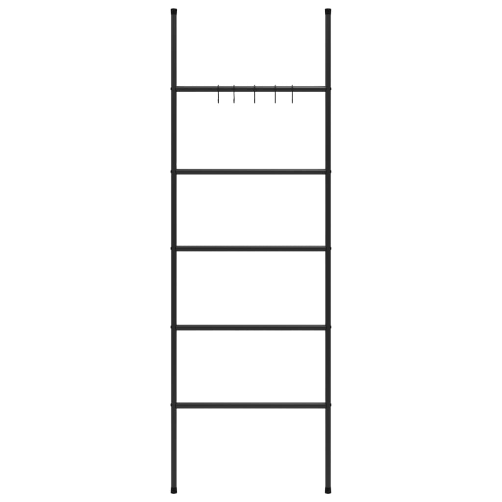 vidaXL Scară suport pentru prosoape, 5 niveluri, negru, 58x175 cm fier vidaXL Scară suport pentru prosoape, 5 niveluri, negru, 58x175 cm fier