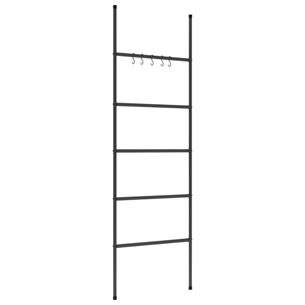 vidaXL Scară suport pentru prosoape, 5 niveluri, negru, 58x175 cm fier vidaXL Scară suport pentru prosoape, 5 niveluri, negru, 58x175 cm fier