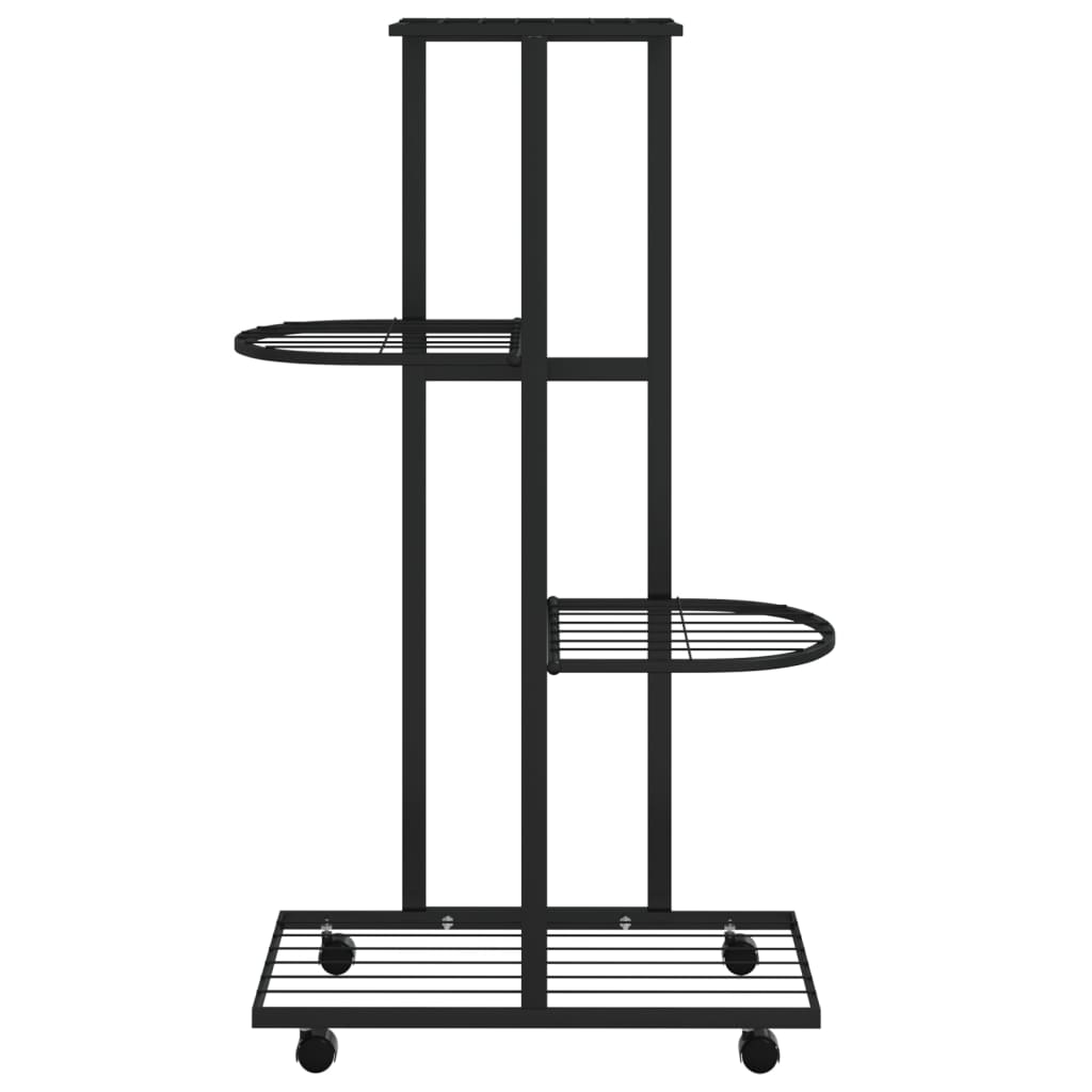 vidaXL Suport de flori cu 4 etaje, cu roți, negru, 44x23x80 cm, fier vidaXL Suport de flori cu 4 etaje, cu roți, negru, 44x23x80 cm, fier