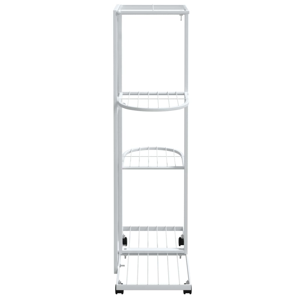 vidaXL Suport de flori cu 4 etaje, cu roți, alb, 44x23x80 cm, fier
