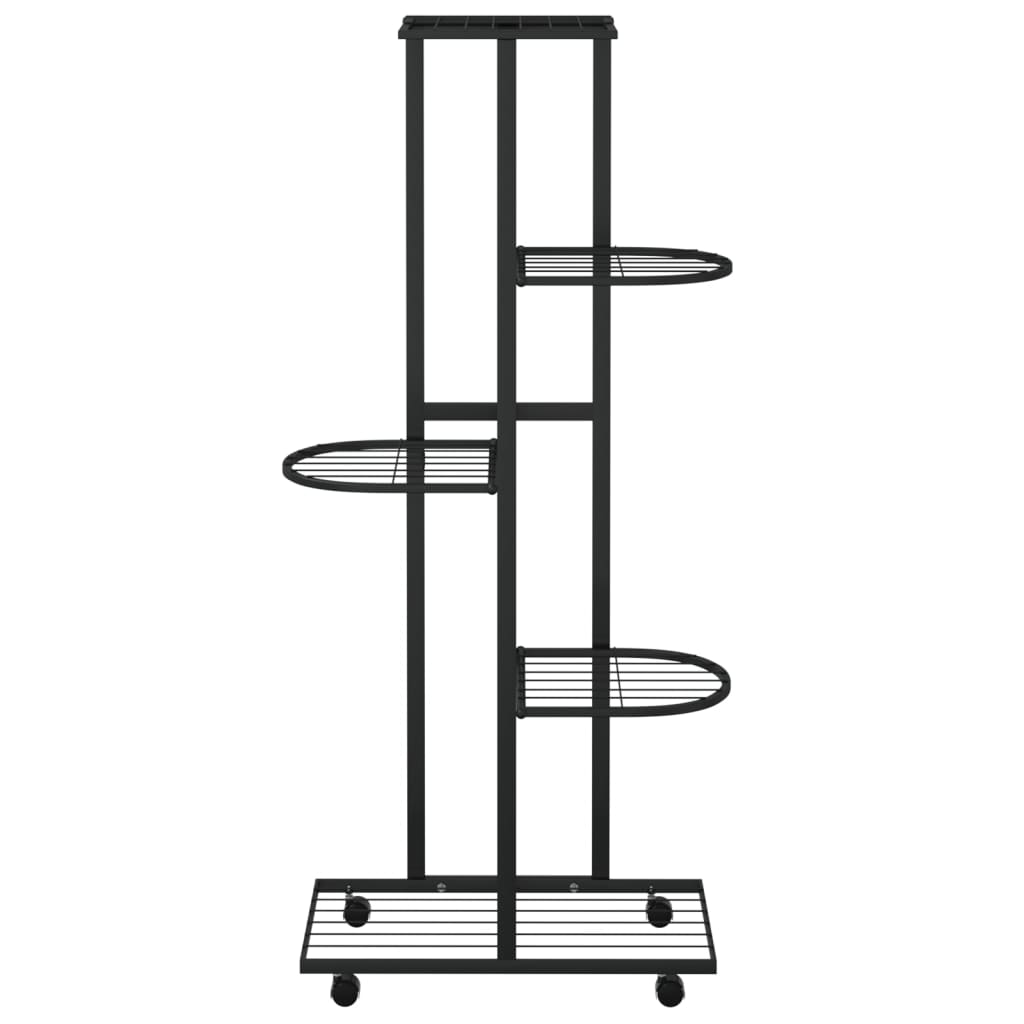 vidaXL Suport de flori cu 5 etaje, cu roți, negru, 44x23x100 cm, fier vidaXL Suport de flori cu 5 etaje, cu roți, negru, 44x23x100 cm, fier