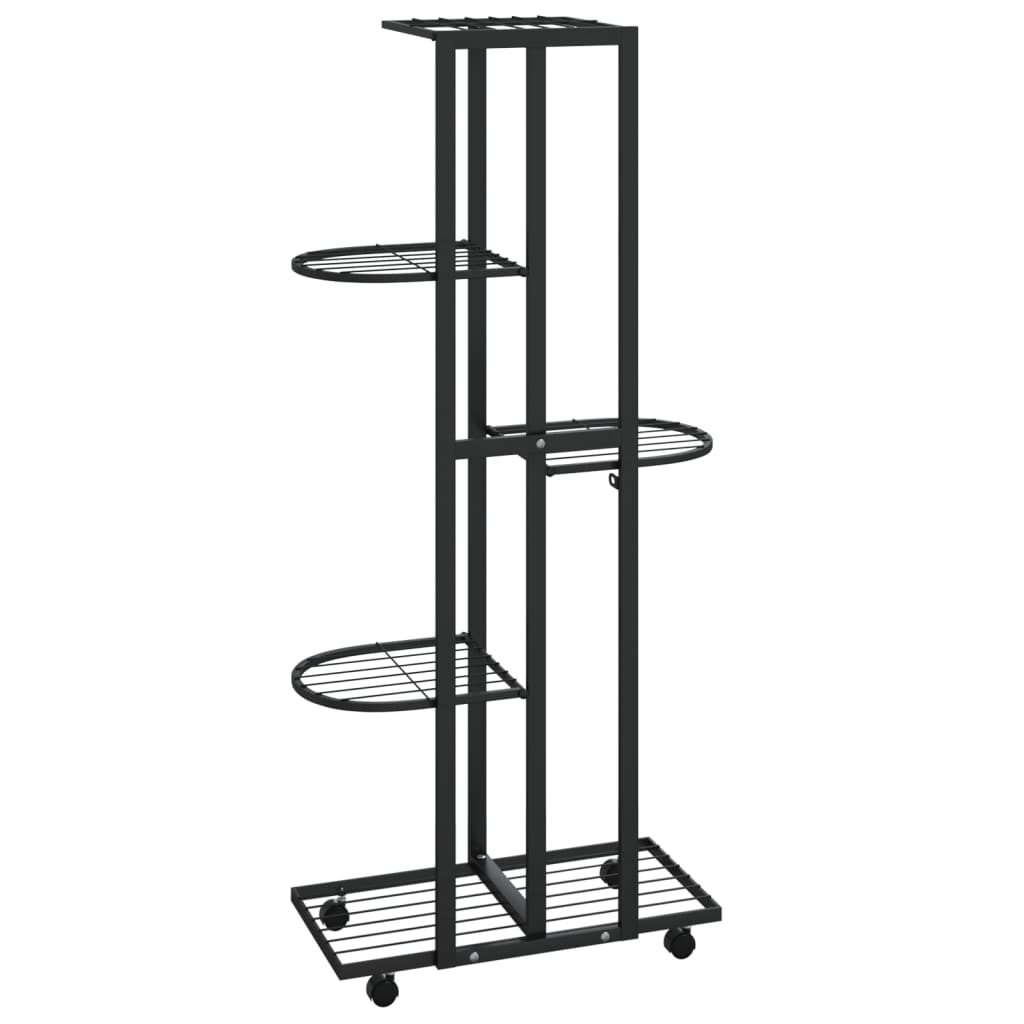 vidaXL Suport de flori cu 5 etaje, cu roți, negru, 44x23x100 cm, fier vidaXL Suport de flori cu 5 etaje, cu roți, negru, 44x23x100 cm, fier