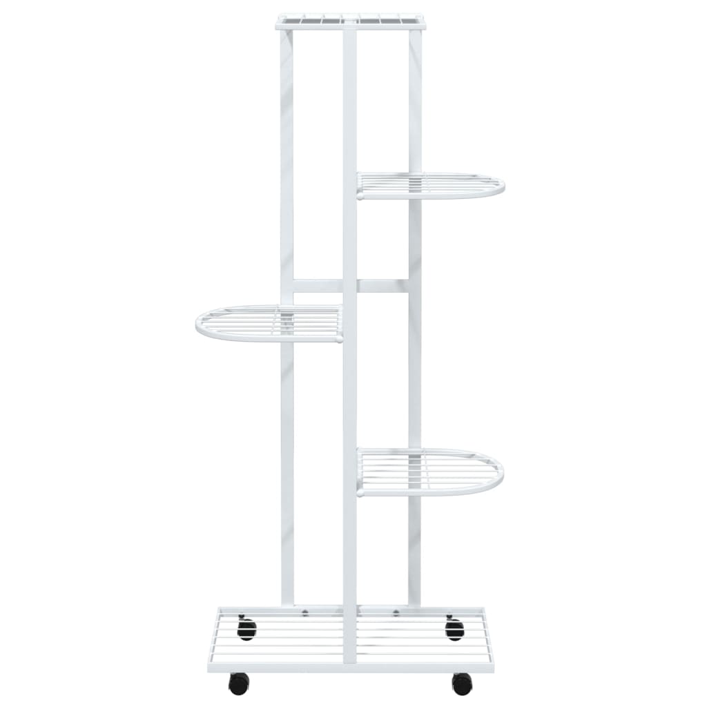 vidaXL Suport de flori cu 5 etaje, cu roți, alb, 44x23x100 cm, fier vidaXL Suport de flori cu 5 etaje, cu roți, alb, 44x23x100 cm, fier